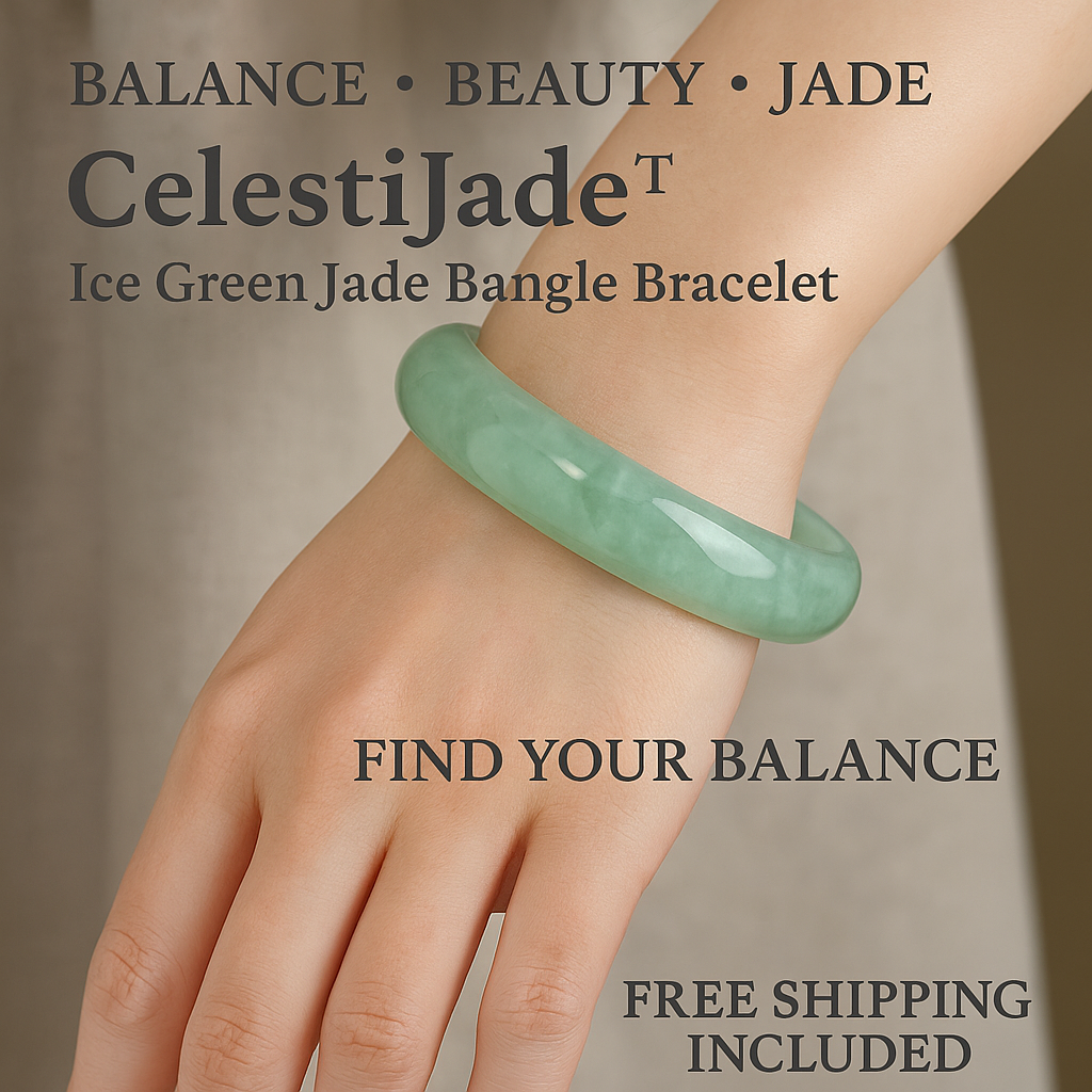 CelestiJade™ – Ice Green Jade Bangle Bracelet