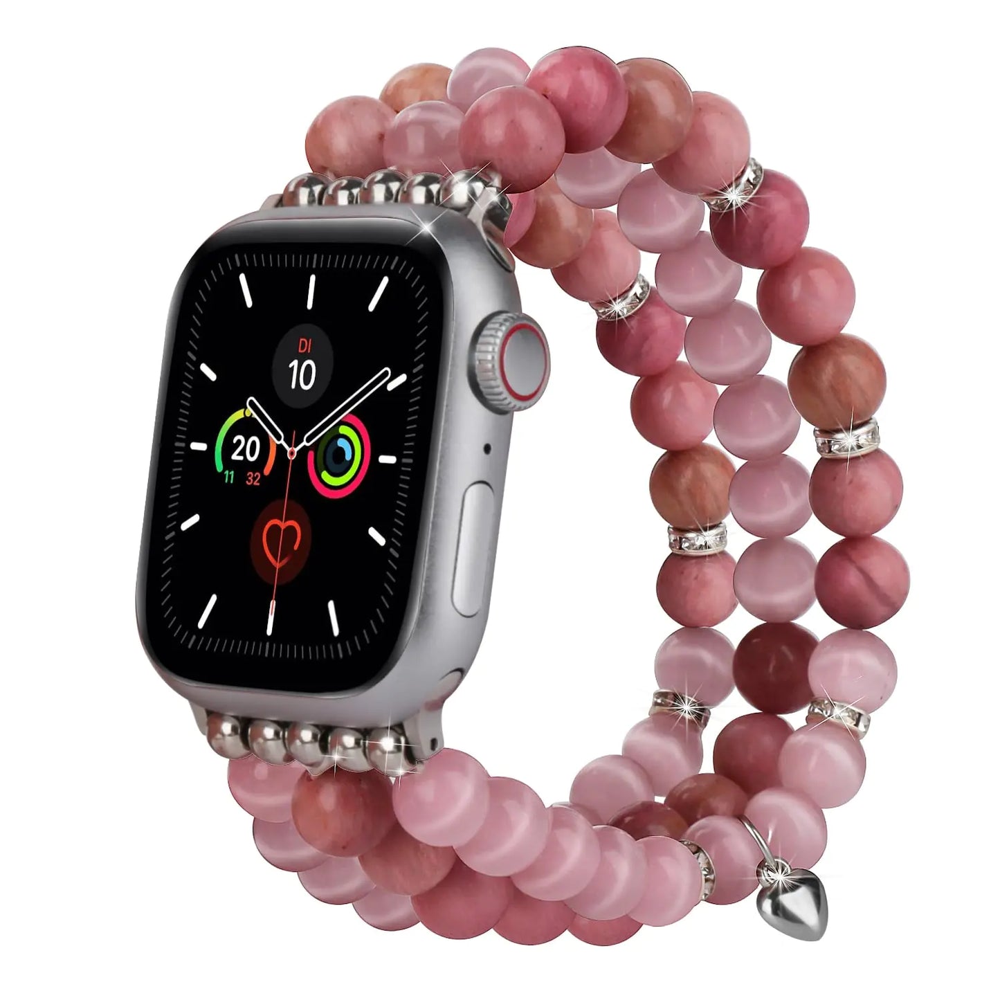 RoseAura™ Gemstone Apple Watch Band – Crystal Beaded Stretch Strap