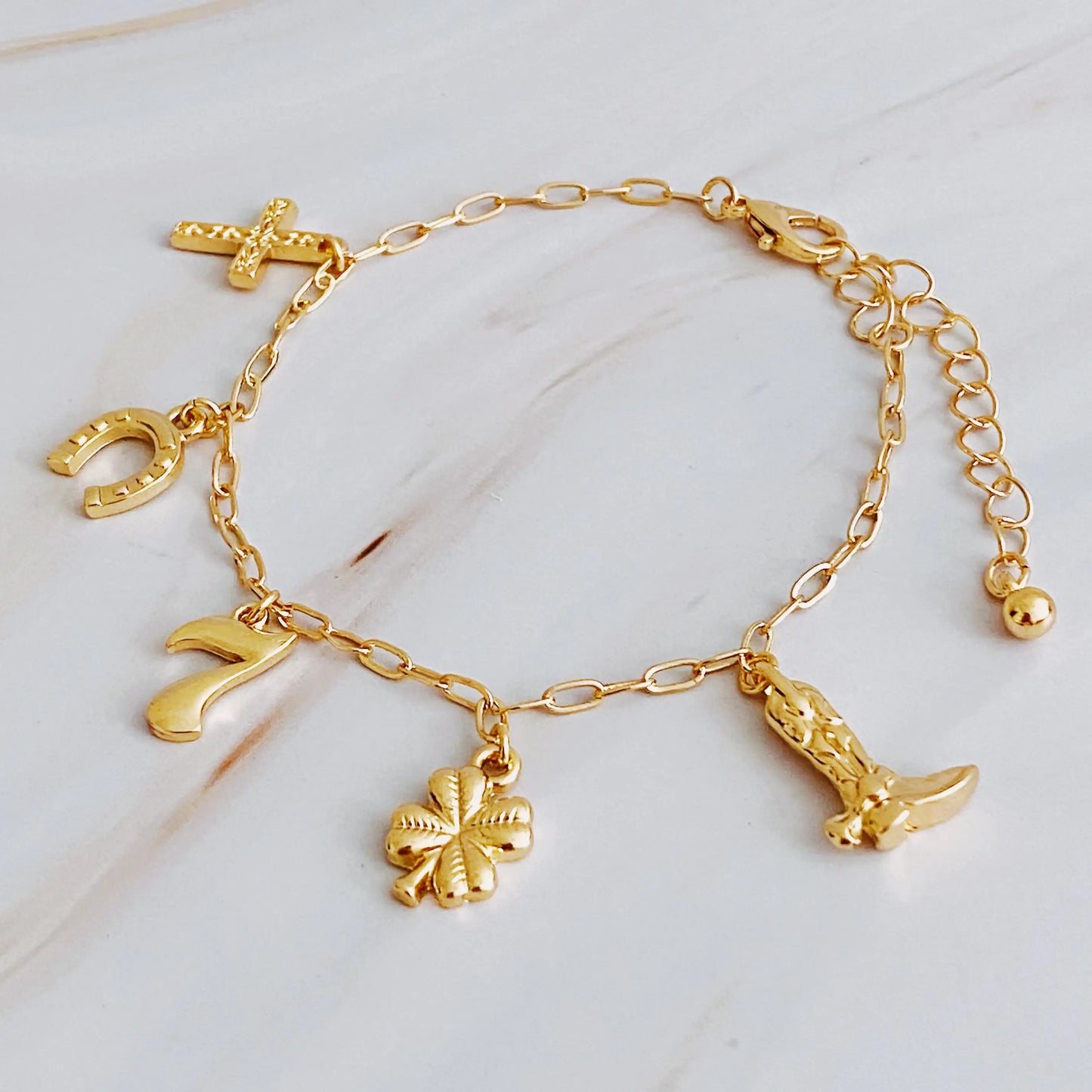 FortuGlow™ – Luxe Charm Bracelet of Symbols & Luck