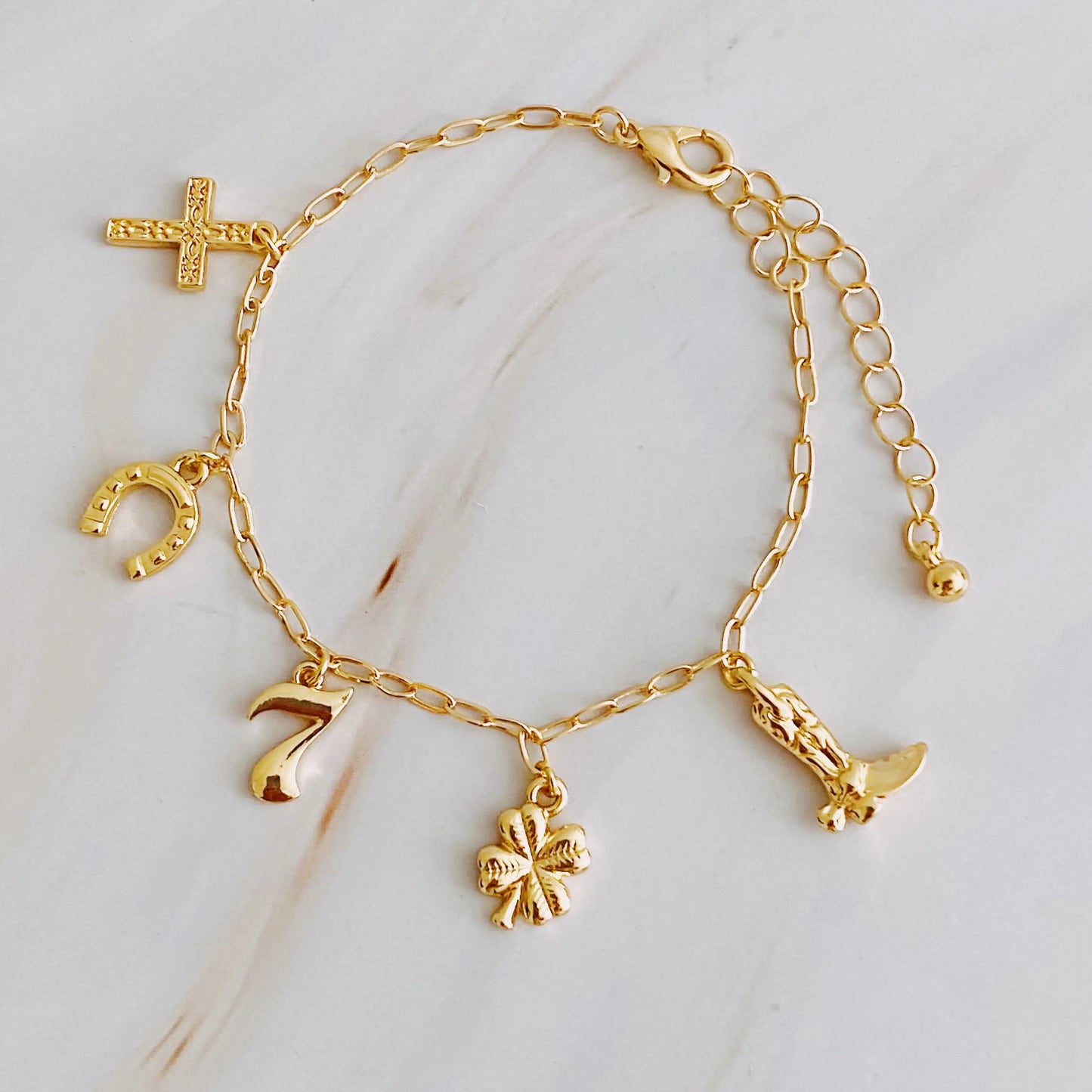 FortuGlow™ – Luxe Charm Bracelet of Symbols & Luck