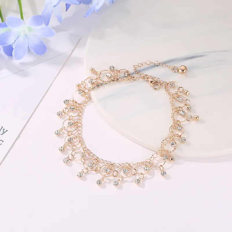 ✨ Starlace™ – Rhinestone Tassel Anklet