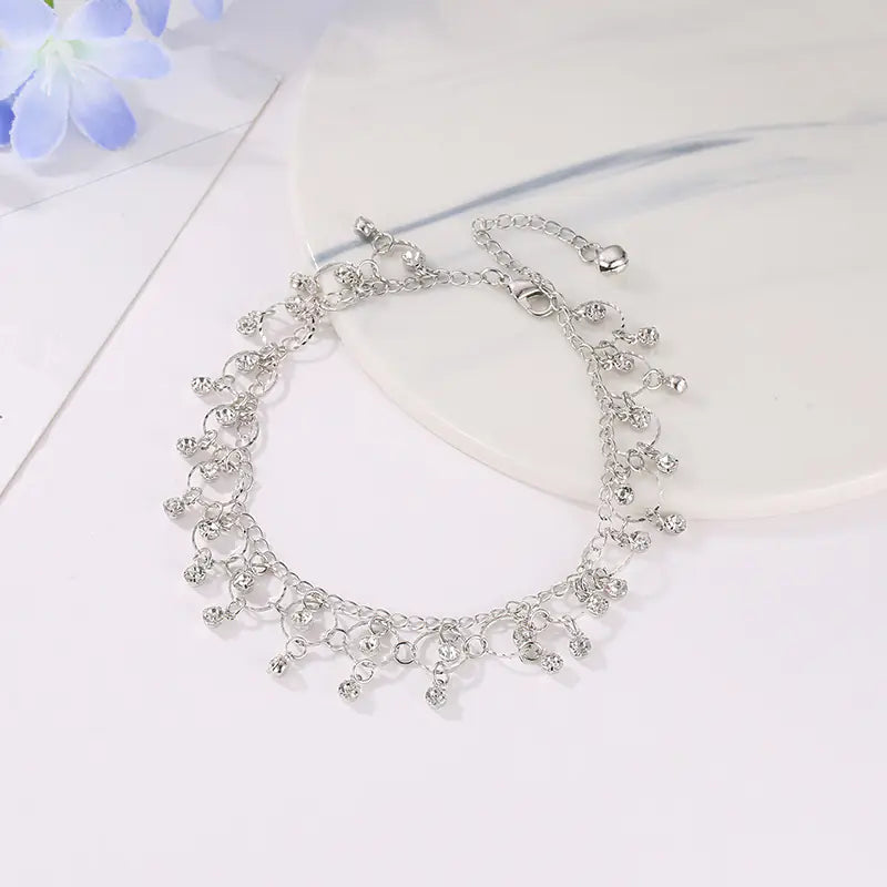 ✨ Starlace™ – Rhinestone Tassel Anklet