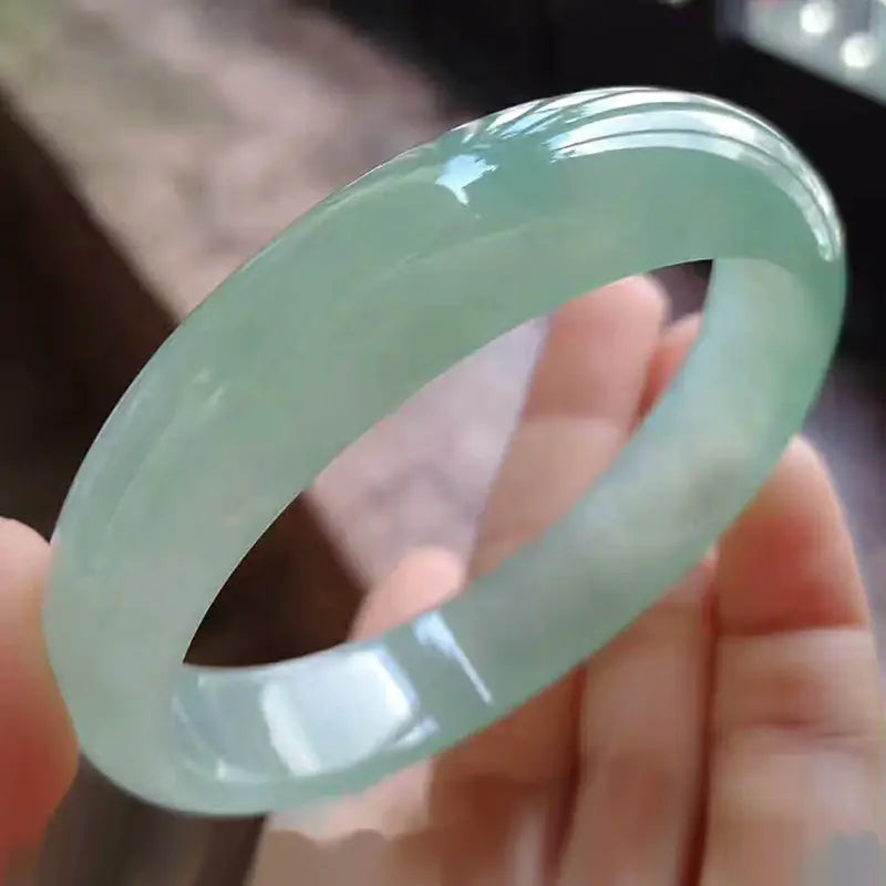CelestiJade™ – Ice Green Jade Bangle Bracelet